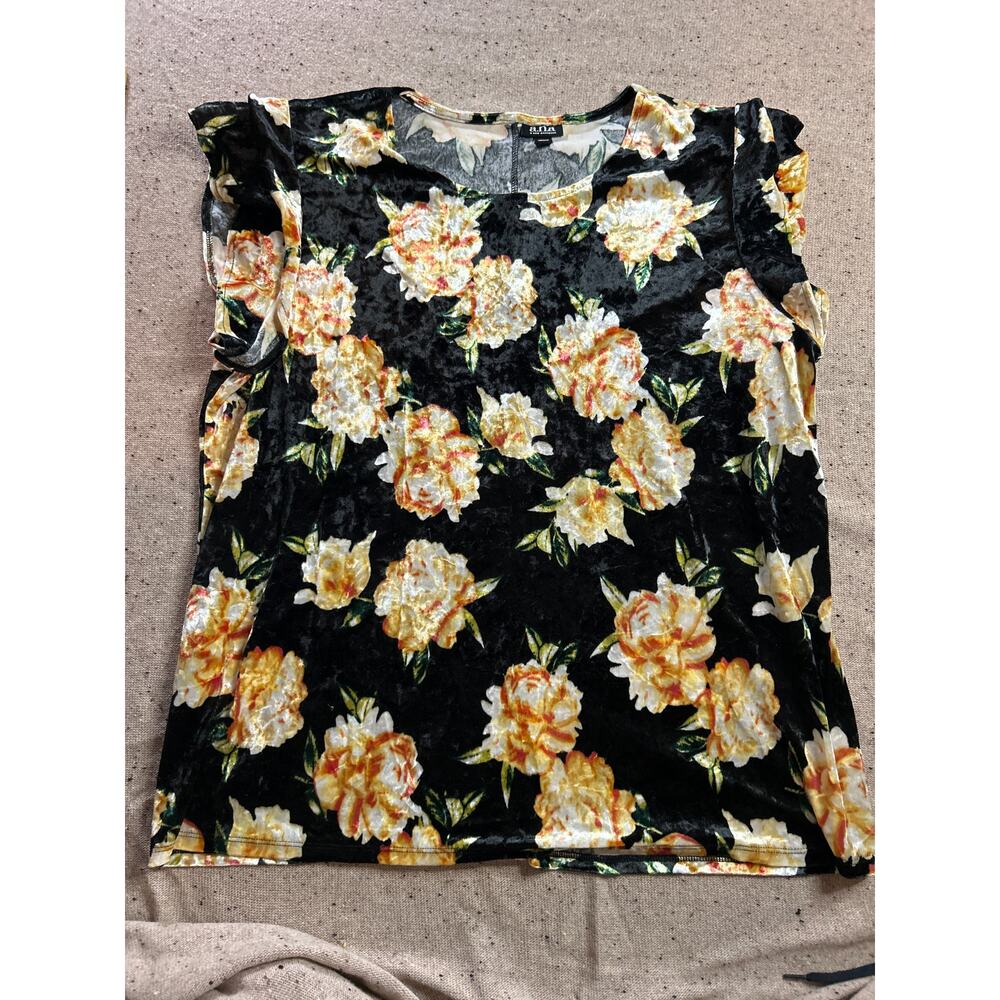 ANA Black Velvet Floral Top XXLT Whimsygoth Fairycore Romantic Y2K
